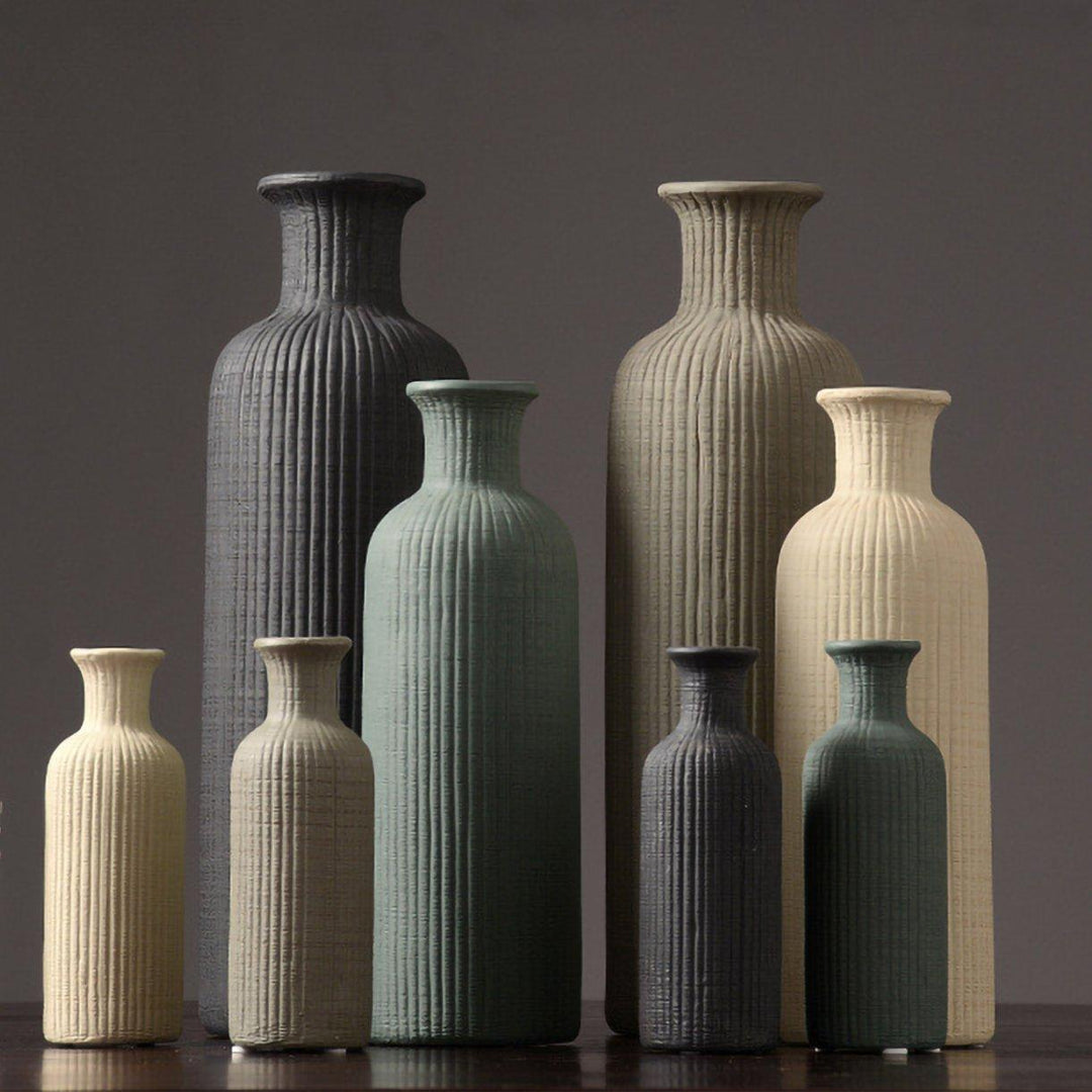 Brązowo-Beżowy Szary Ceramiczny Wazon Kwiatowy │ Element Dekoracji Wnętrz