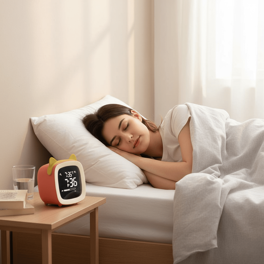 BunnyGlow - LED Zegar Alarmowy – Lampka Nocna z Wyświetlaczem Cyfrowym i Timerem