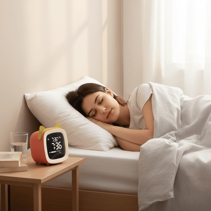 BunnyGlow - LED Zegar Alarmowy – Lampka Nocna z Wyświetlaczem Cyfrowym i Timerem