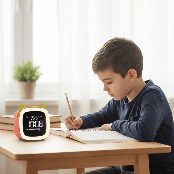 BunnyGlow - LED Zegar Alarmowy – Lampka Nocna z Wyświetlaczem Cyfrowym i Timerem