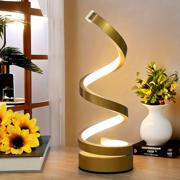 Nowoczesna Lampa Stołowa Spiralna – Kreatywna Lampa LED na Biurko z Łagodnym Ciepłym Światłem, Idealna do Sypialni, Salonu i Dekoracji Biura