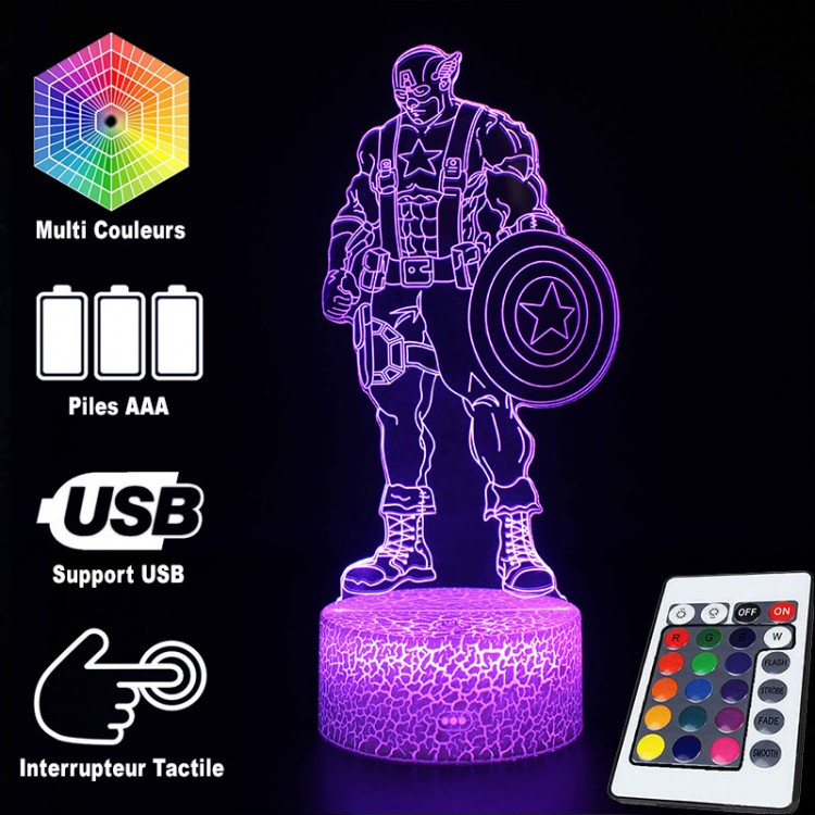 Lampa 3D Marvel Kapitan Ameryka