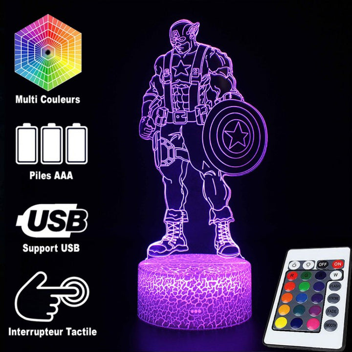 Lampa 3D Marvel Kapitan Ameryka