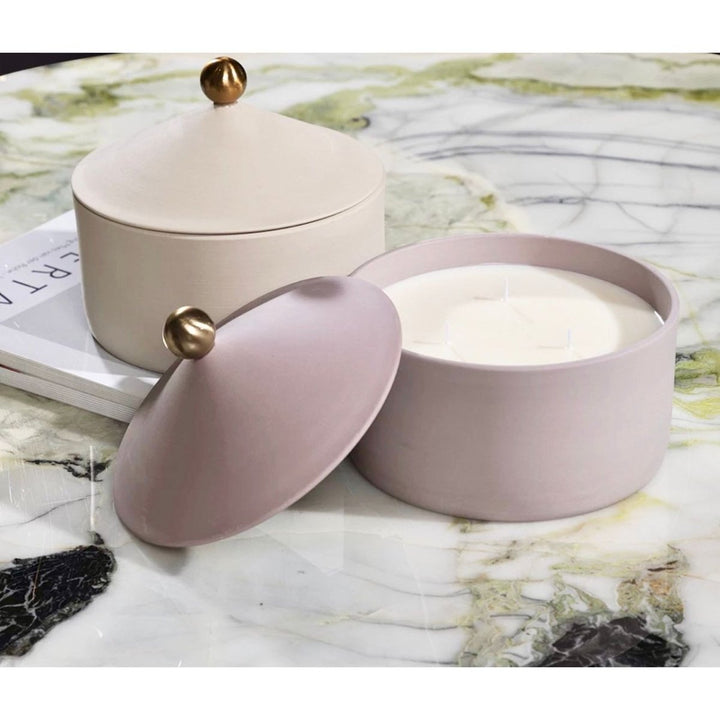 Ceramiczny pojemnik na świeczki z pokrywką
