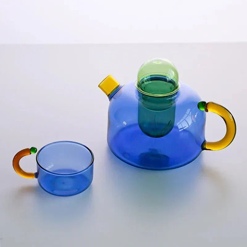 Kontrastowy kolor Przezroczysty Zestaw Czajnika i Filiżanki