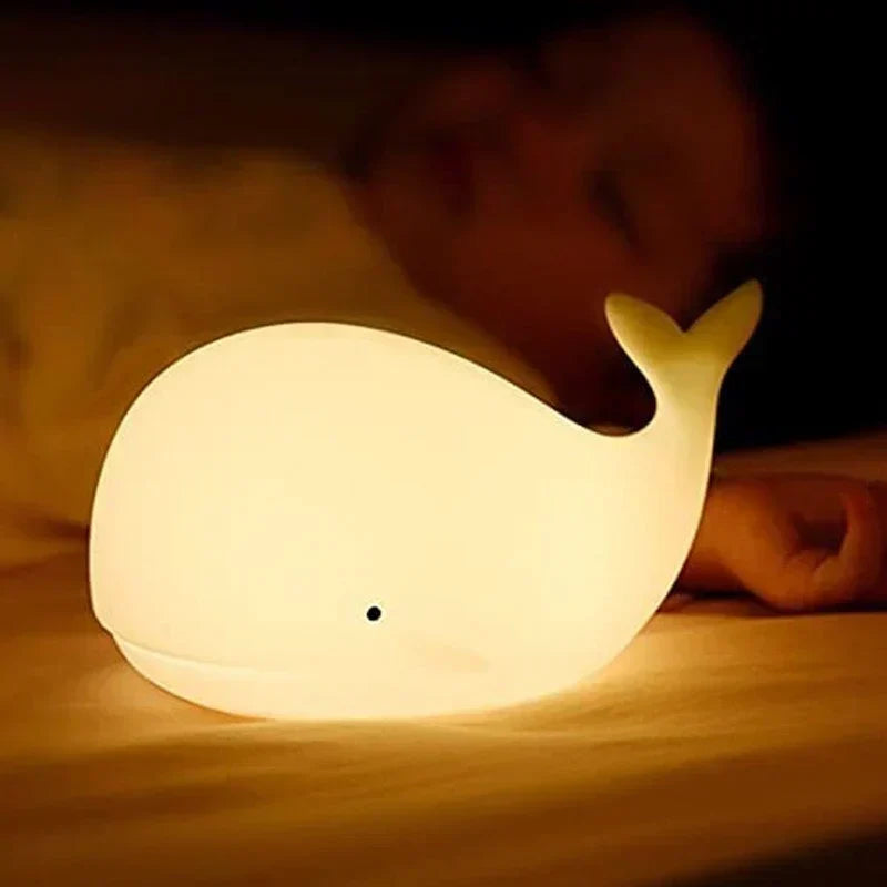 Urocza Lampa Nocna Waleń z Zmianą Koloru - GlowWhale