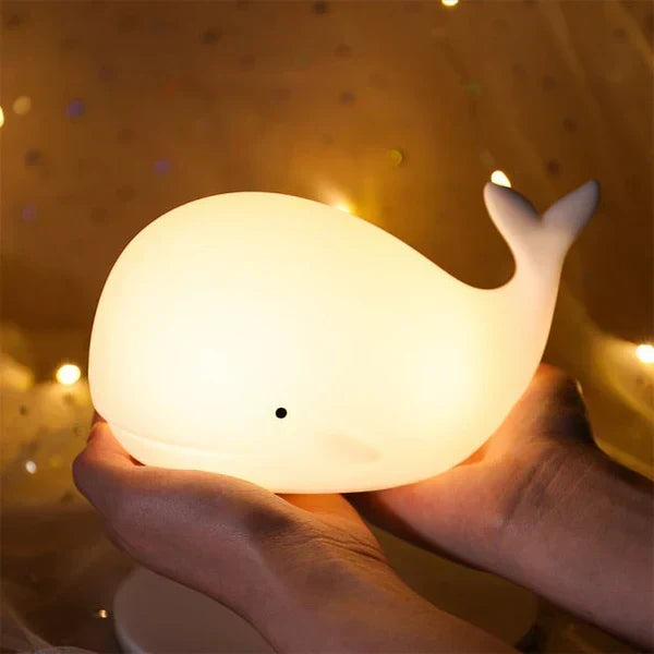 Urocza Lampa Nocna Waleń z Zmianą Koloru - GlowWhale