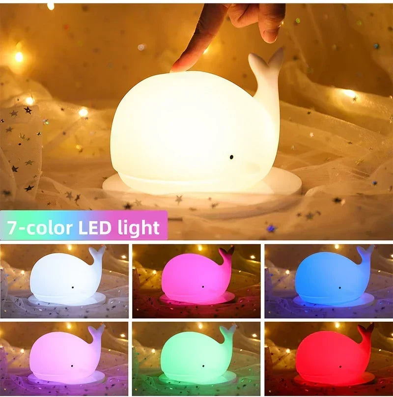 Urocza Lampa Nocna Walia z Zmieniającymi się Kolorami - GlowWhale