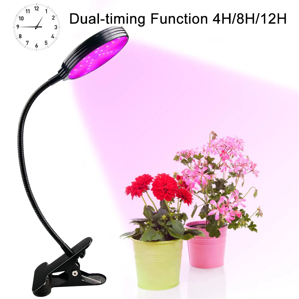 Lampa LED do wzrostu roślin z trzema głowicami, klipsem, zasilaniem USB i regulacją oświetlenia