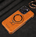 Luksusowy Skórzany Niewidoczny Etui na iPhone z Podstawą