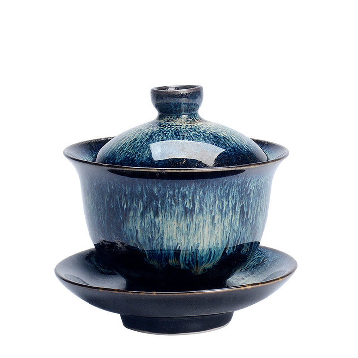 Wintage Kiln Ceramic Gaiwan Sancai Filiżanka do herbaty z talerzykiem i pokrywką