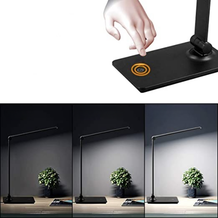 Lampka biurkowa LED, lampka biurkowa z dotykowym sterowaniem z 3 poziomami jasności, ściemniana lampka biurowa z regulowanym ramieniem, składana lampka na biurko do sypialni, stolika nocnego, biura