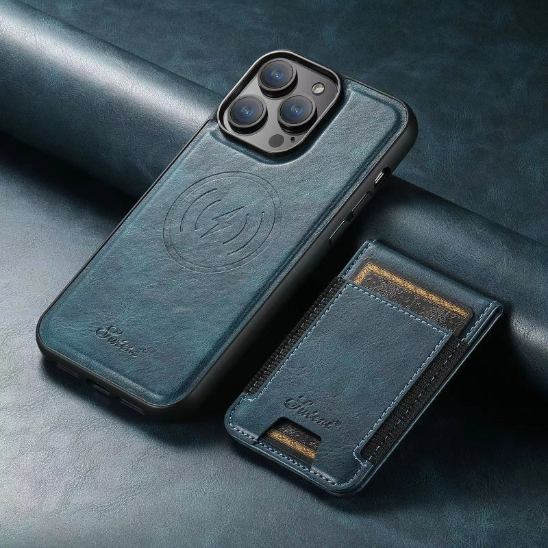 Etui skórzane LuxCase z miejscem na karty i stojakiem – Pasuje do iPhone |