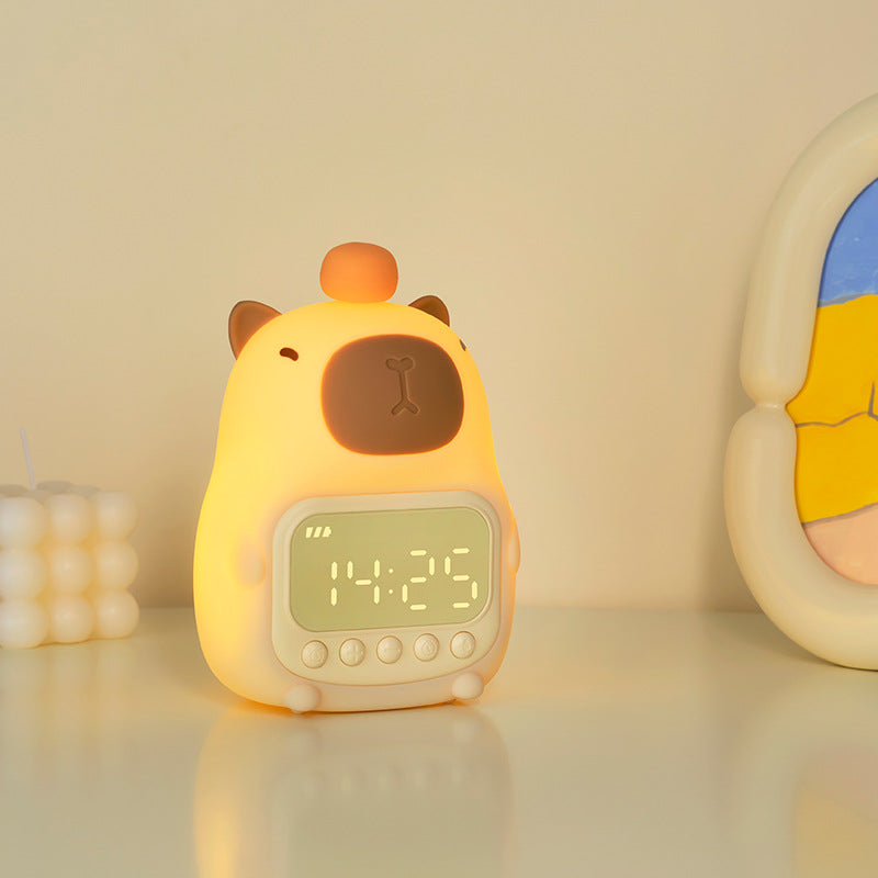 Urocza Lampa Nocna LED Kapibara – Budzik dla Dzieci i Lampa Nocna do Sypialni |