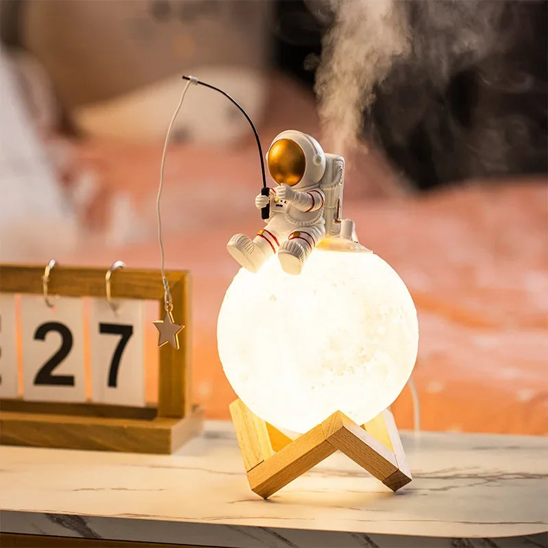 Lampa Księżycowa Astronauty 3D z LED, Nocna Lampa z Regulacją Jasności i Dekoracja do Pokoju Dziecięcego |
