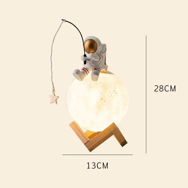 Lampa Księżycowa Astronauty 3D z LED, Nocna Lampa z Regulacją Jasności i Dekoracja do Pokoju Dziecięcego |
