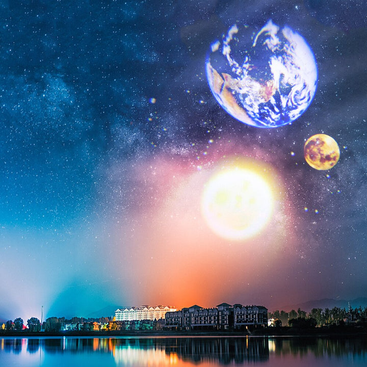 Lampa Projektor Ziemi i Księżyca | LED Nocna Lampa | Kosmiczna Atmosfera z Wieloma Trybami