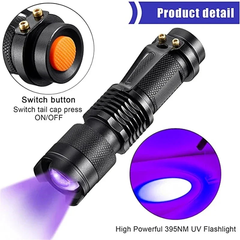 Latarka LED UV - Lampa do Inspekcji Ultrafioletowej do Wykrywania Mocz i Plam Zwierzęcych