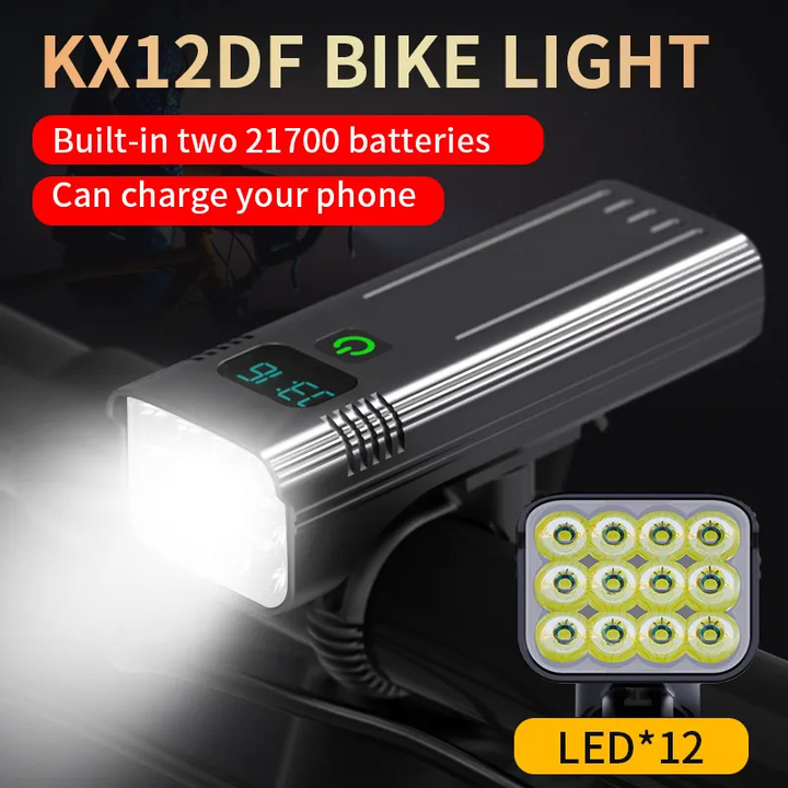 KrachtLight – Lampka rowerowa USB z wyświetlaczem cyfrowym i akumulatorem 10,000 mAh