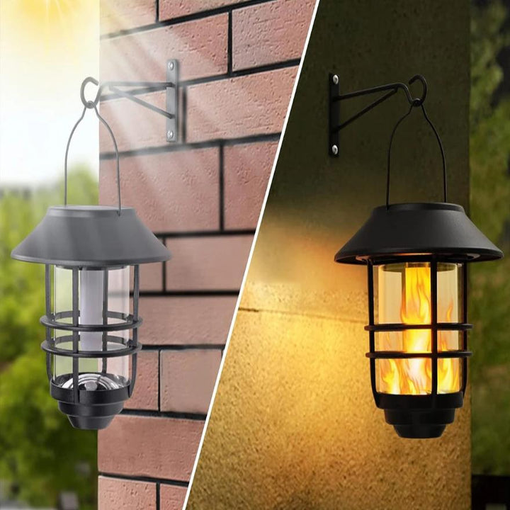 Słoneczna Bezprzewodowa Wodoodporna Lampa Lanternowa z Migoczącym Płomieniem | - WallLant