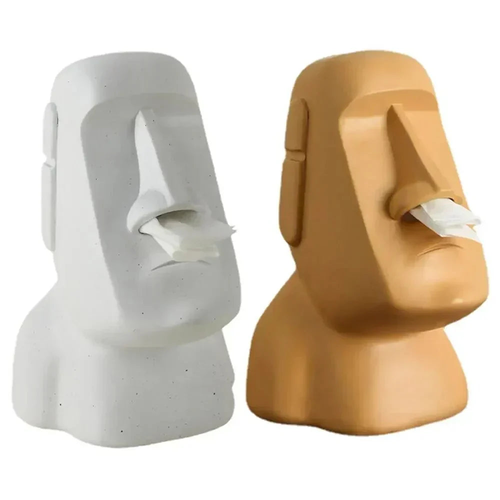 Pudełko na chusteczki w designie statuetek z Wyspy Wielkanocnej