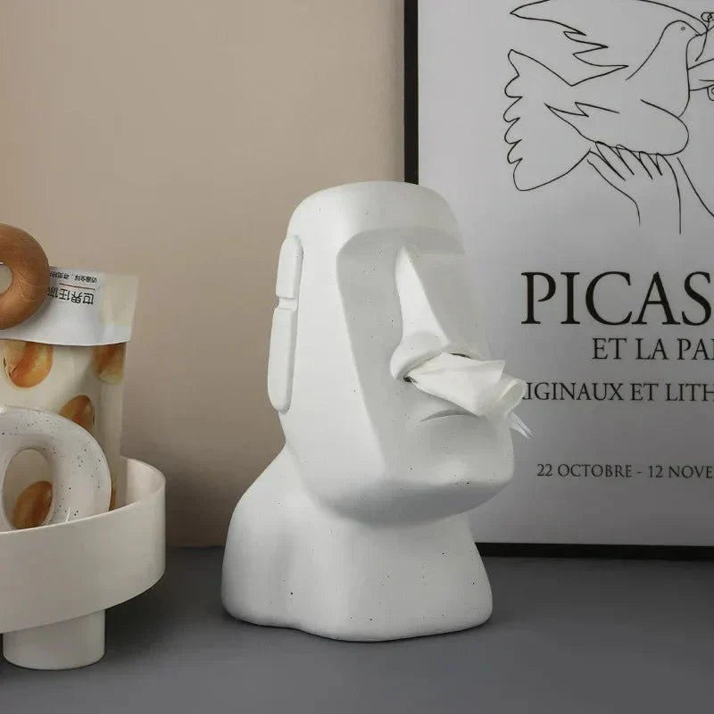 Pudełko na chusteczki w designie statuetek z Wyspy Wielkanocnej