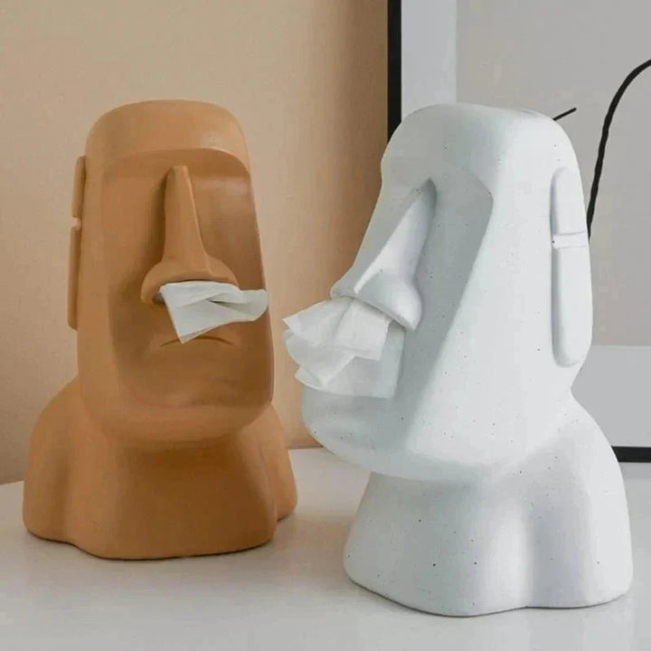 Pudełko na chusteczki w designie statuetek z Wyspy Wielkanocnej