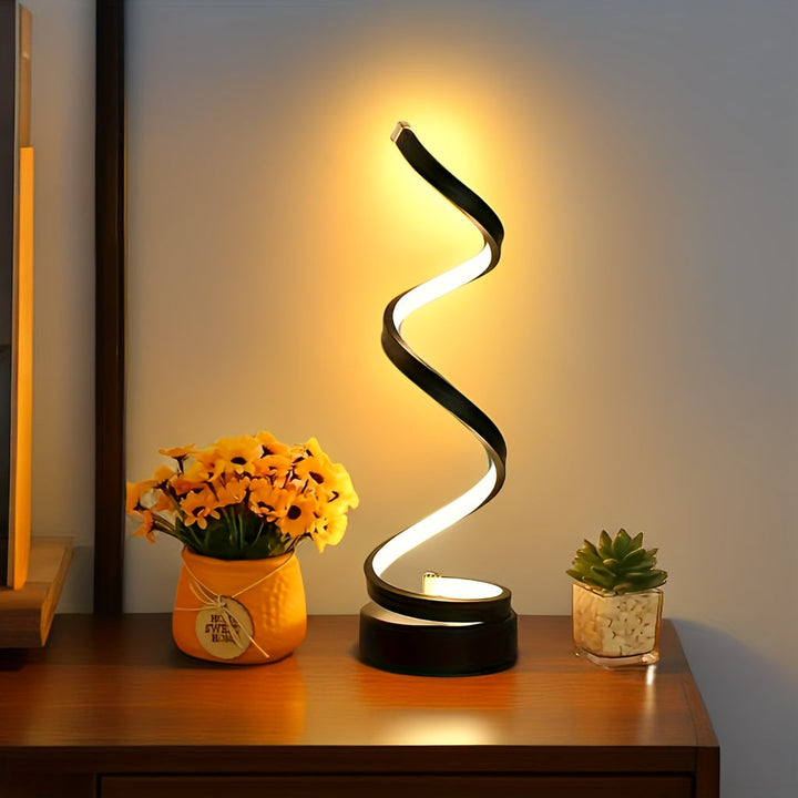 Nowoczesna Lampa Stołowa Spiralna – Kreatywna Lampa LED na Biurko z Łagodnym Ciepłym Światłem, Idealna do Sypialni, Salonu i Dekoracji Biura