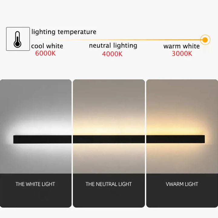Linearna czarna minimalistyczna zewnętrzna lampa ścienna LED