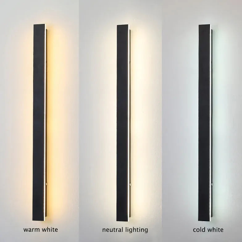 Linearna czarna minimalistyczna zewnętrzna lampa ścienna LED