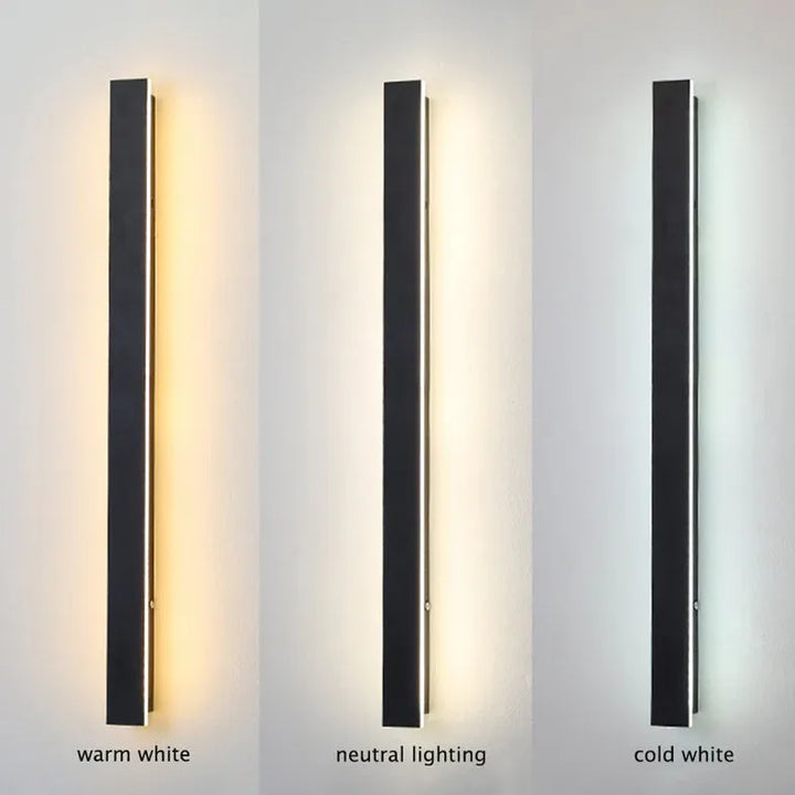 Linearna czarna minimalistyczna zewnętrzna lampa ścienna LED
