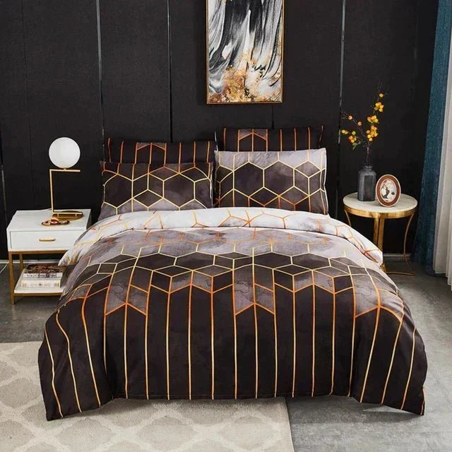 Pokrowiec na kołdrę Geometric Luxury – Oddychający i Chłodzący