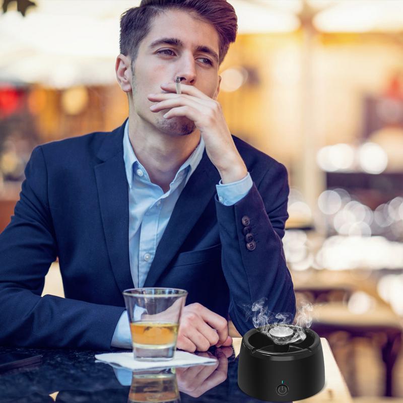 Bezwonny Popielniczka Bez Dymu - Przenośny Łapacz Dymu z Filtrami Zapachowymi