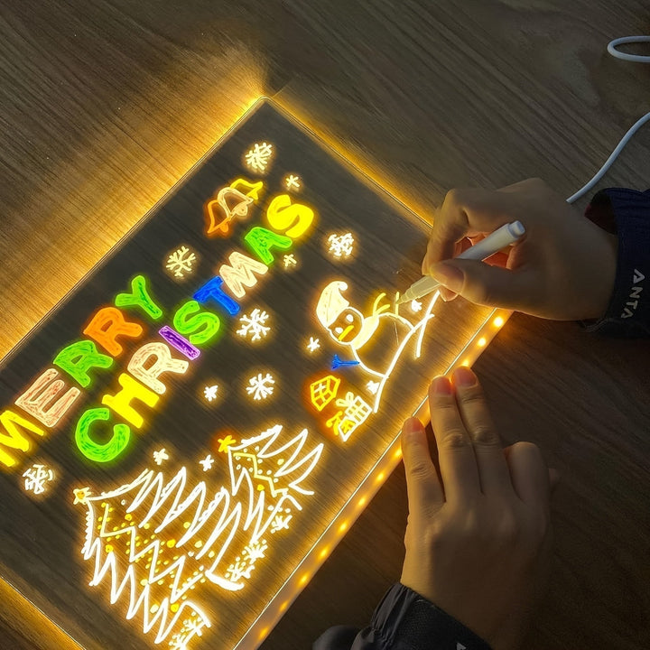 USB LED Tablica Notatkowa z 12 Kolorowymi Markerami - Jasna Tablica do Przesyłania Wiadomości do Biura i Domu