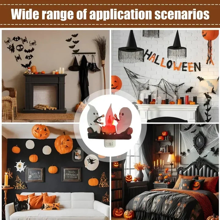 Halloweenowe Duchy Ognisko Nocna Lampa
