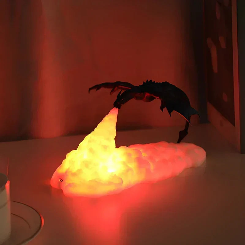 LED Lampa Nocna z Efektem Płomienia Smoka