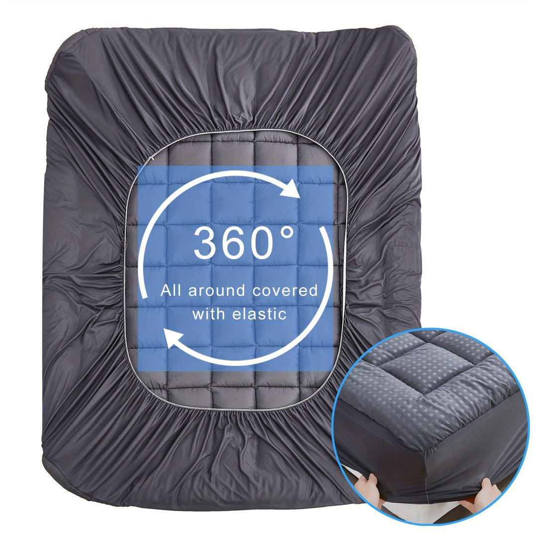 Ultimate Cooling Mattress Pad – Premium Quilted Pillow Top, Luksusowo Puszysty i Ultra-Przewiewny z Bezpieczną Pokrywą na Materac o Głębokości 14-18 Cal – Zwiększony Komfort Snu, 1szt |