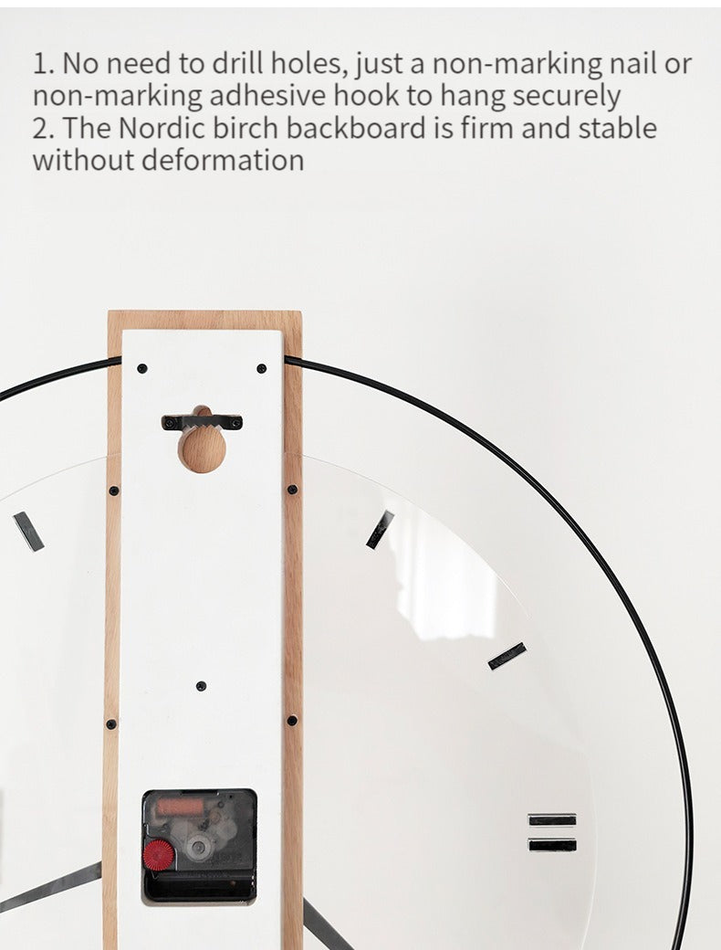 Zegar Ścienny z Litego Drewna w Stylu Nordyckim 40cm