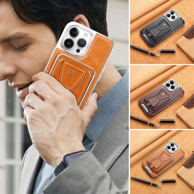 Luksusowy skórzany magnetyczny etui na telefon