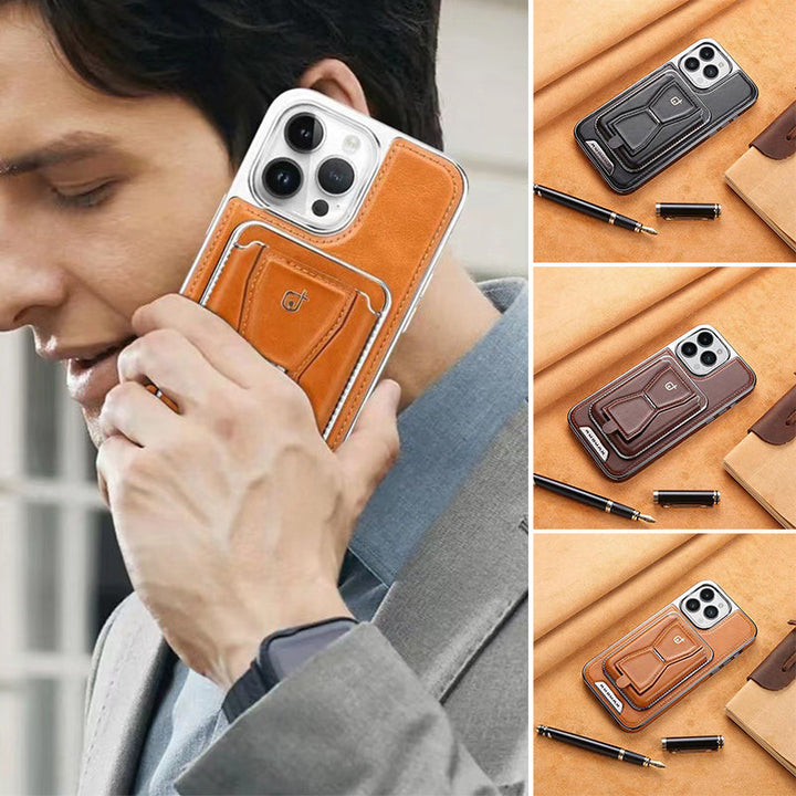 Luksusowy skórzany magnetyczny etui na telefon