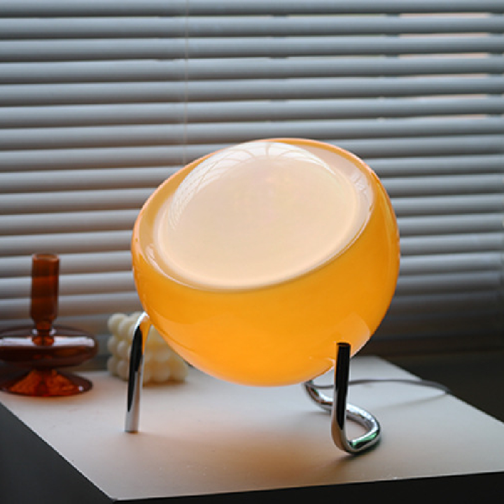 RETRO SZKLANA LAMPA STOŁOWA - NORDYCKA LAMPKA AMBIENTALNA