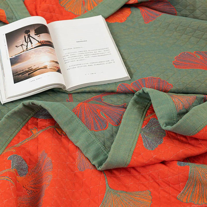 GinkgoQuilt – Zestaw pościeli bawełnianej z odwracalnym wzorem botanicznym