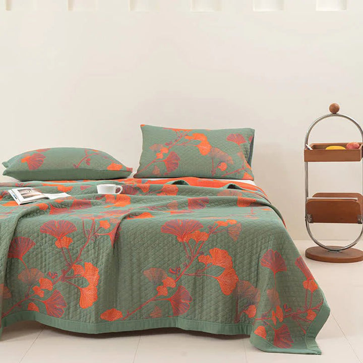 GinkgoQuilt – Zestaw pościeli bawełnianej z odwracalnym wzorem botanicznym