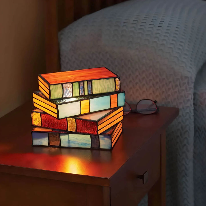 Lampa Książkowa z Witrażem w Wielu Kolorach