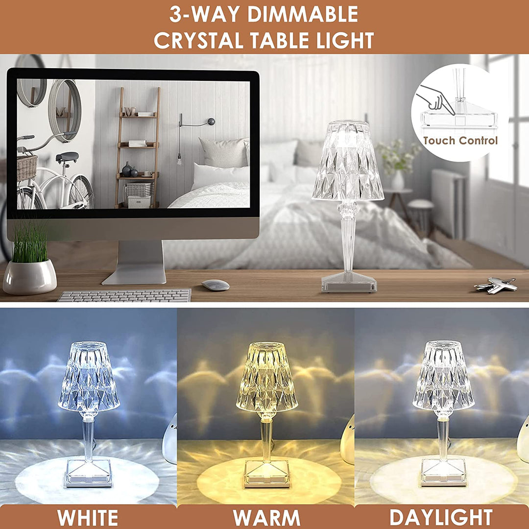 CrystaLamp - Lampa Stołowa LED z Kryształu Diamentowego