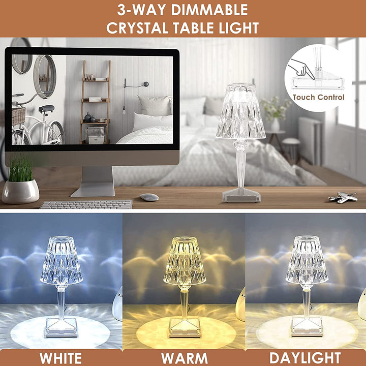 CrystaLamp - Lampa Stołowa LED z Kryształu Diamentowego