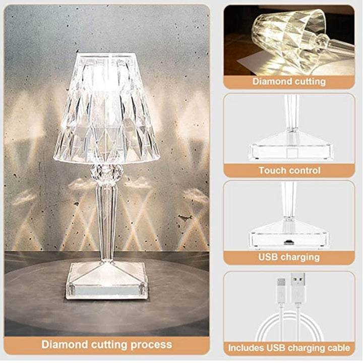 CrystaLamp - Lampa Stołowa LED z Kryształu Diamentowego