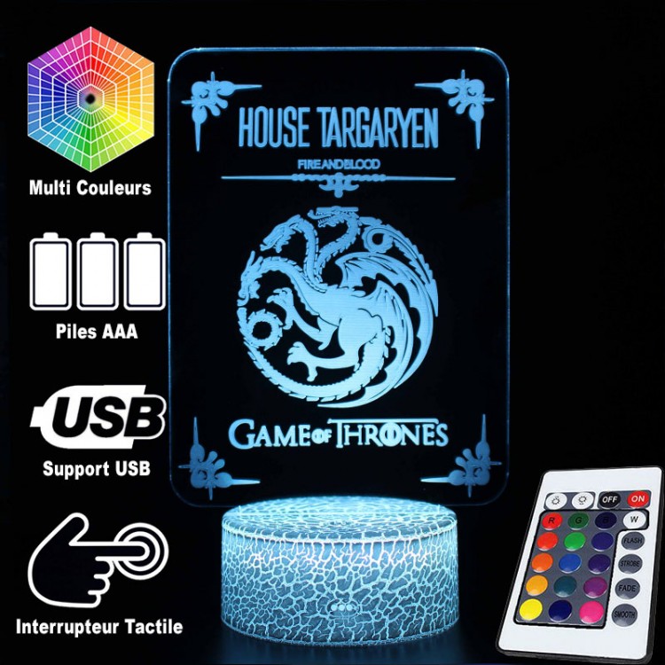 3D Lampa Gra o Tron Dom Targaryen