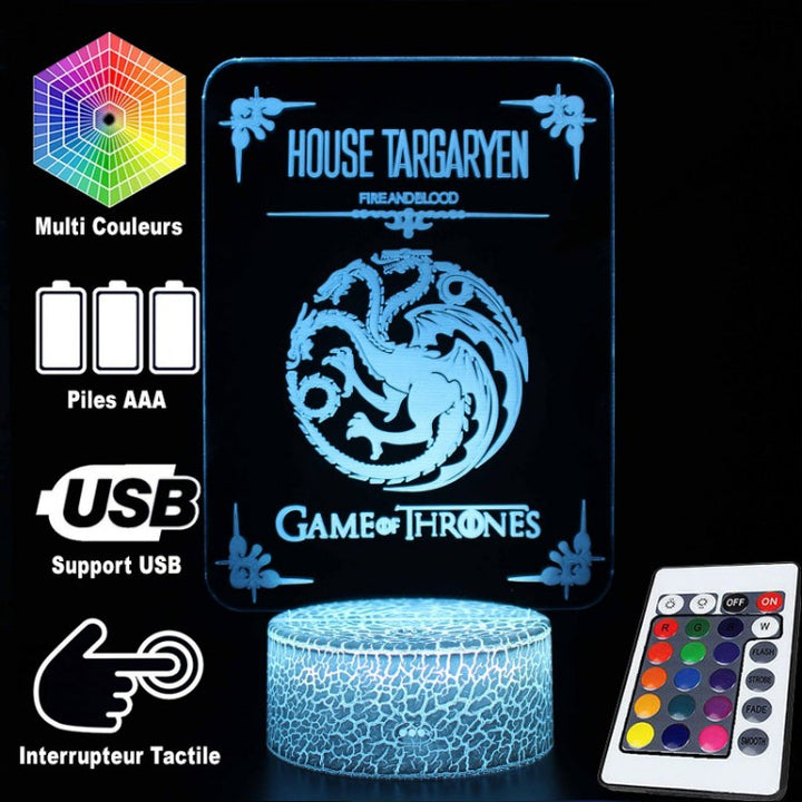 3D Lampa Gra o Tron Dom Targaryen