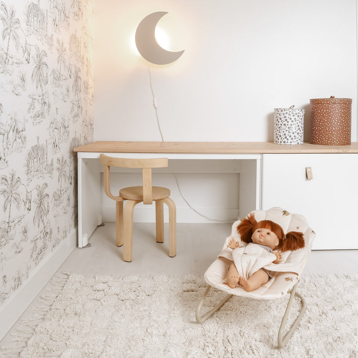Drewniana nocna lampka w kształcie księżyca dla dzieci